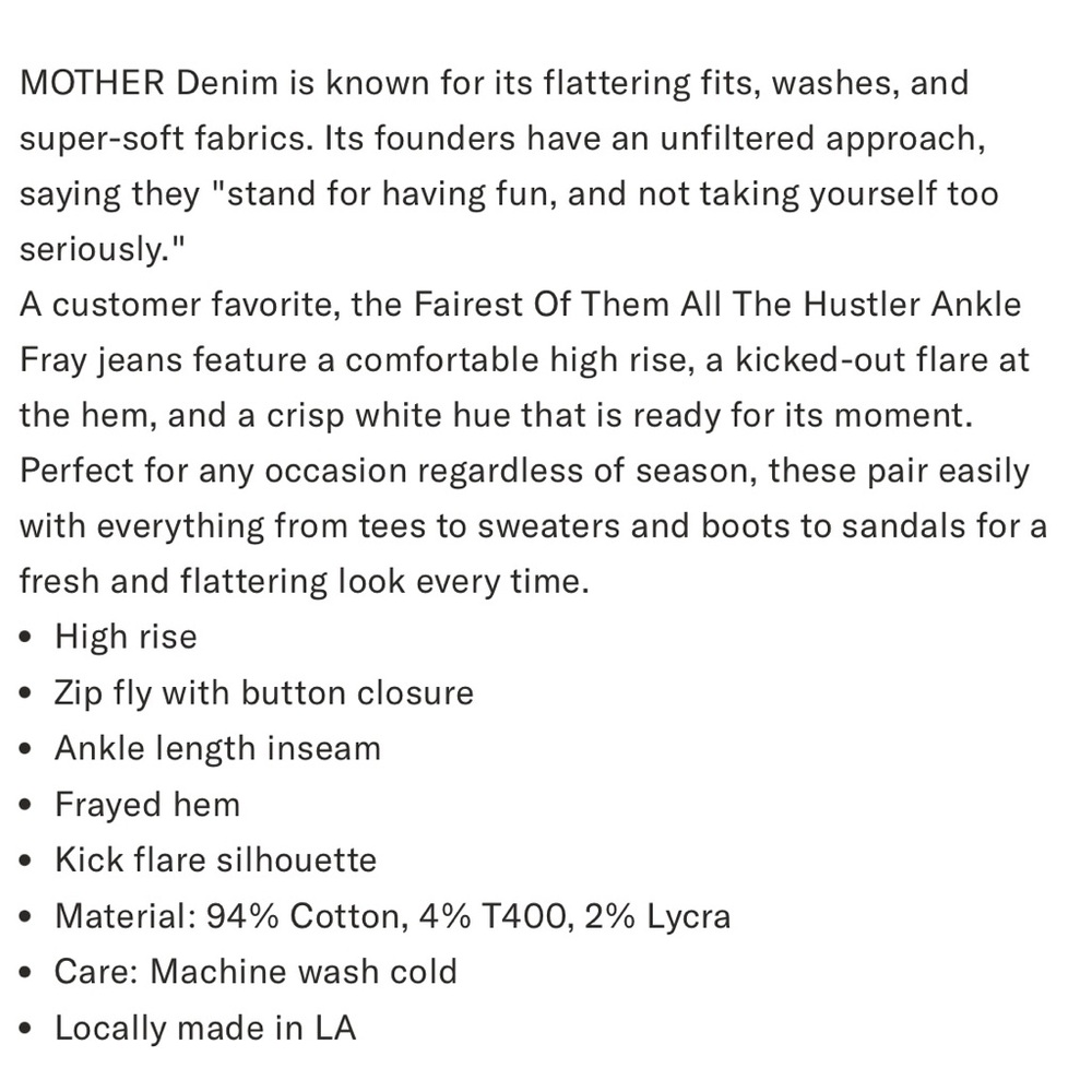 MOTHER The Hustler Ankle Fray Jeans Size 30 🌸🌸🌸 - Picture 12 of 14